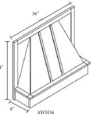 36"W x 24"H Range Hood — manufacturer line drawing