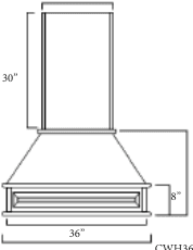 38.375"W x 20.5"H Range Hood — manufacturer line drawing