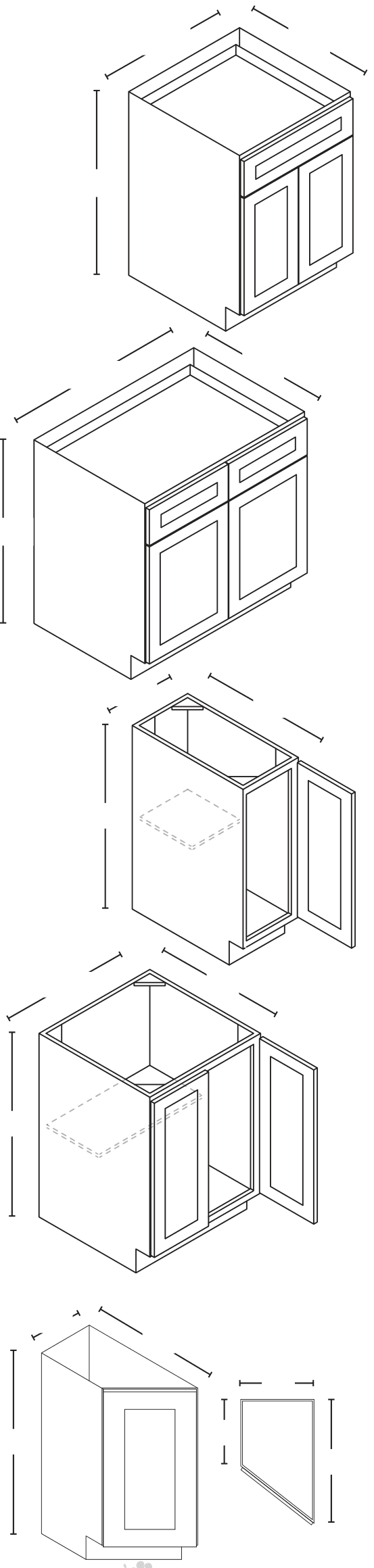 9" Full Height Door Base Cabinet — manufacturer line drawing