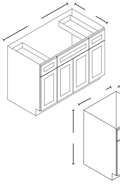24" Vanity Sink Base — manufacturer line drawing
