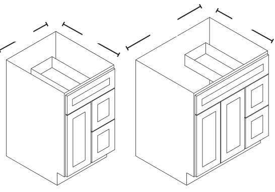 30" Vanity Combo (Drawers Left) — manufacturer line drawing