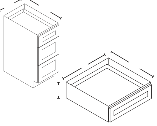 12" Vanity Drawer Base — manufacturer line drawing