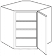24"W x 12"H Diagonal Corner Wall Cabinet — manufacturer line drawing