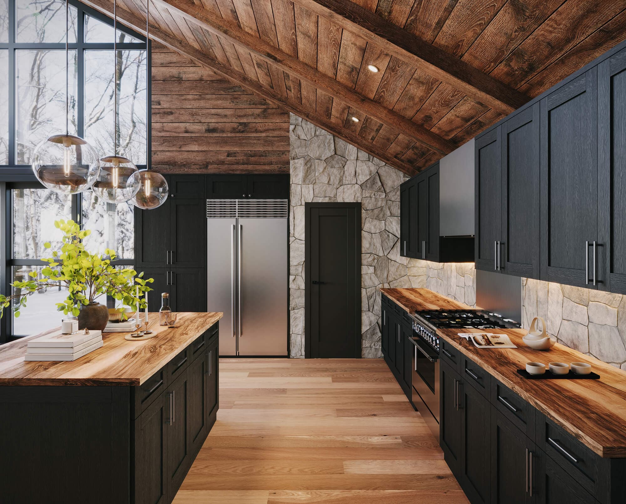A kitchen in Blaze Black
